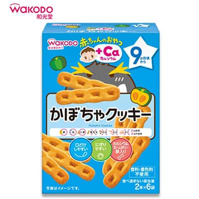 【日版】wakodo和光堂 高钙南瓜曲奇磨牙饼干58g（9.6g×6袋） 宝宝零食ao10 9m+ - U5JAPAN.COM