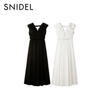Thumbnail for 【日版】snidel短款上衣分层吊带连衣裙两件套 黑色/白色 - U5JAPAN.COM