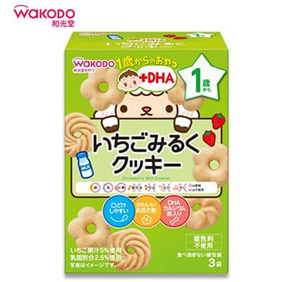 【日版】wakodo和光堂 dha草莓米饼磨牙饼干12个月+ 宝宝辅食高钙高铁 - U5JAPAN.COM