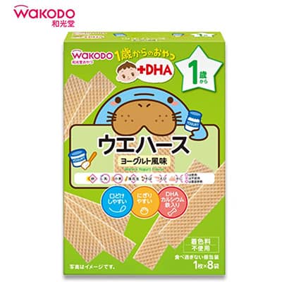 【日版】wakodo和光堂 dha婴儿辅食宝宝零食1岁+ 酸奶味威化磨牙饼干 - U5JAPAN.COM