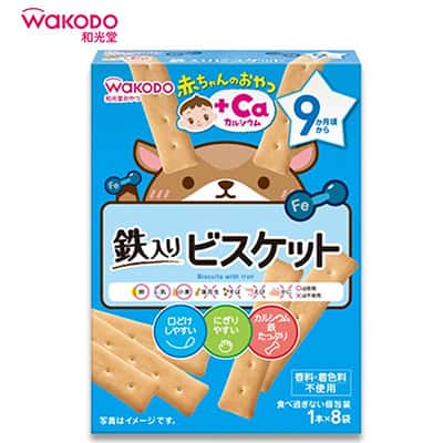 【日版】wakodo和光堂 宝宝高钙磨牙棒8袋入 补铁手指饼干磨牙棒便于抓握易消化 - U5JAPAN.COM