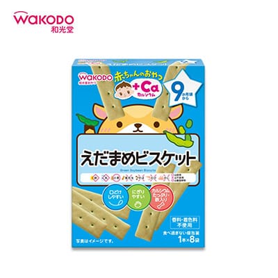 【日版】wakodo和光堂 婴幼儿毛豆磨牙饼干1本*8袋入 - U5JAPAN.COM